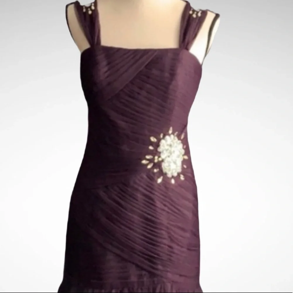 Alfred Angelo Deep Plum Purple Lined Mermaid Gown With Appliqué NEW